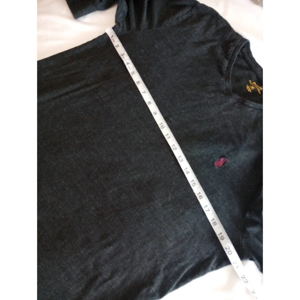 Polo Ralph‎ Lauren T Shirt Mens M Gray Heather Red V Neck Long Sleeve